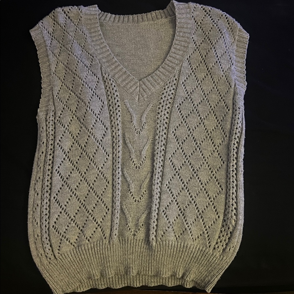Gray Cable Knit Women's Sweater Vest